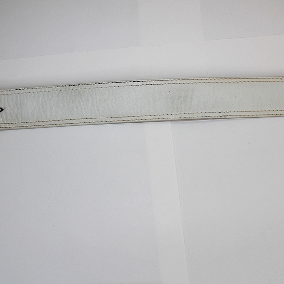 RARE Vintage Salvatore Ferragamo White Western Leather Tip Gold accent Belt SZ S main image 8